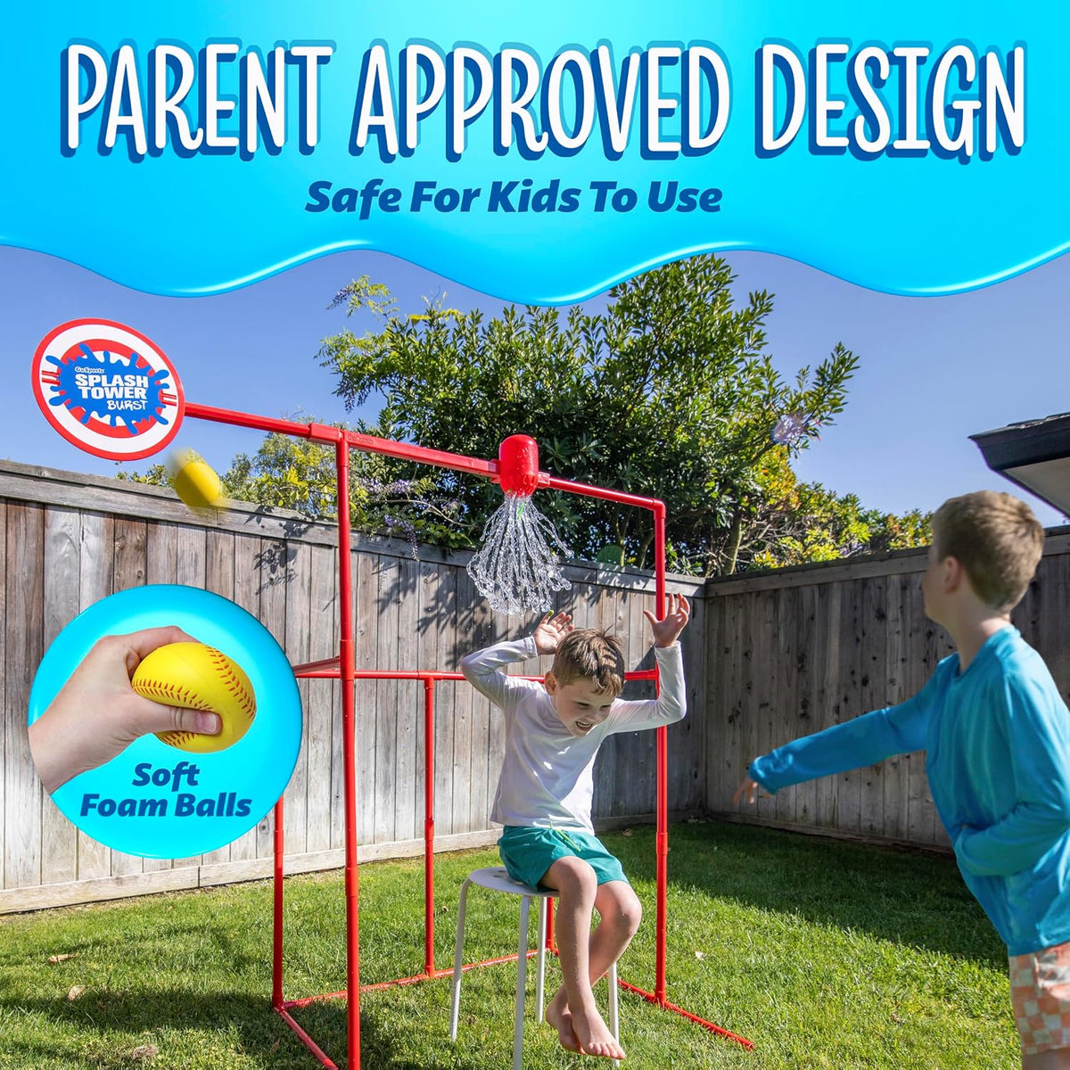 GoSports backyard splash tower dunk tank water game with foam balls and water balloons - view 4