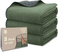Washable Pee Pads for Dogs, 65'' x 48'', Quick-Dry, Grey - Green / 72x72 Inch(Pack of 3)