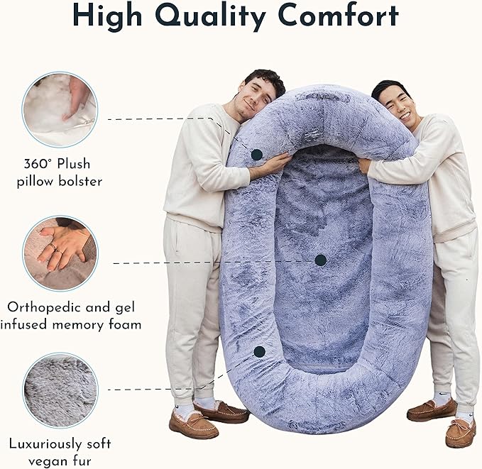 Plufl, The Original Human Dog Bed for Adults, Kids, and Pets. As Seen on Shark Tank. Comfy Plush Large Bean Bag with Memory Foam, Machine Washable, and Durable. Perfect nap and Floor Bed - Beige