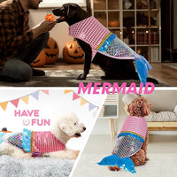 cyeollo Mermaid Dog Costume Halloween Clothes for Doggie Sequin Mermaid Small Dog Party Outfit Funny Pet Costumes for Small Dogs Size S
