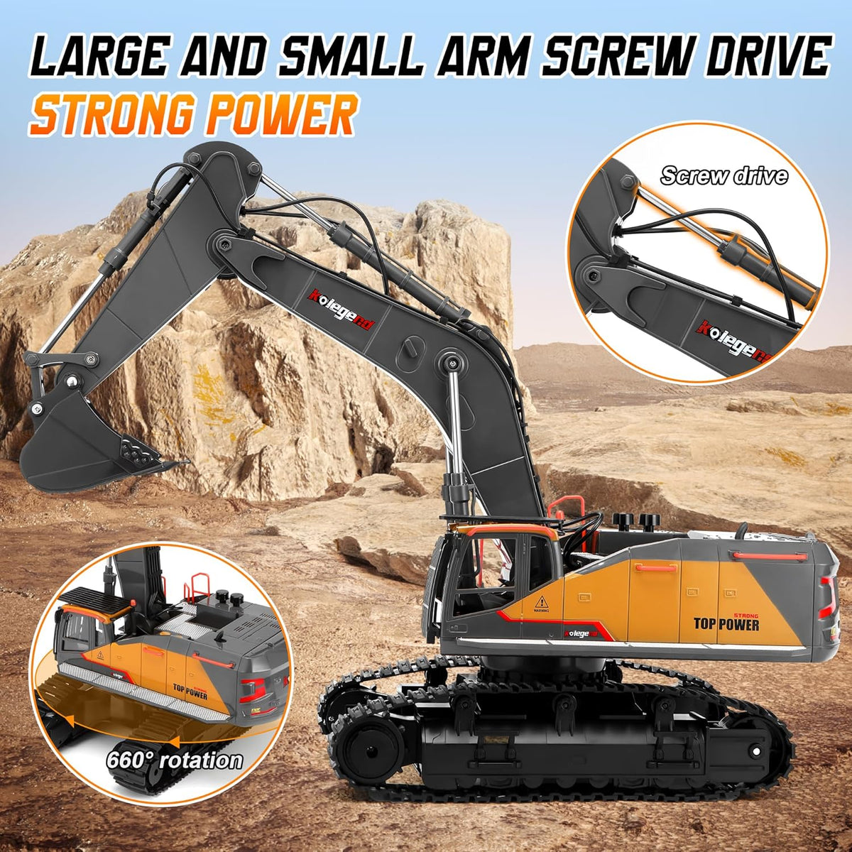 kolegend 1:14 RC Excavator 25 Channel 4 in 1 Construction Toys - Black - image 3