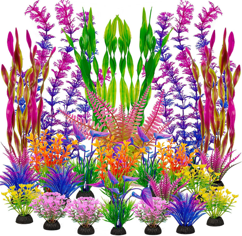Ameliade Artificial Aquarium Plastic Plants Fish Tank Decorations
