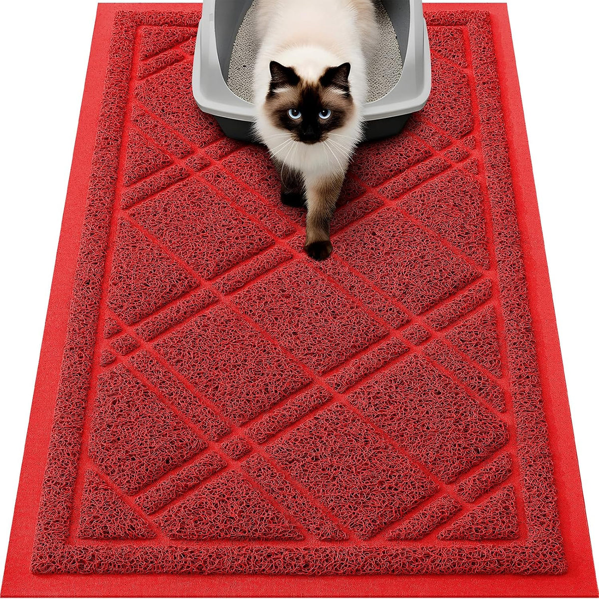 Smiry Cat Litter Box Mat 30x17 - 30x17 / Red