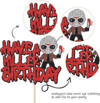Zhuoweism Halloween horror Happy Birthday glitter cake topper on bamboo stick - view 30