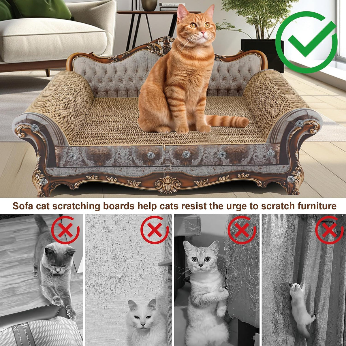 Sofa Shaped Cat Scratching Couch - 23 "L X 12.2" W X 10.6 "H - image 3