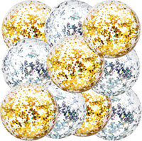 Civaner 10 Pcs Inflatable Glitter Beach Balls 16 Inch - Gold, Silver / Glitter