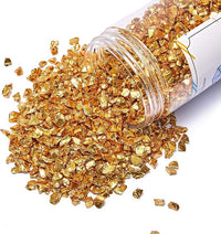 TWINKLING High Luster Crushed Glass Glitter, Fire Glass Gems Chips for Fire Pit, DIY Resin Art, Epoxy Crafts, Geode Painting, Aquarium Decoration, 6-9mm (370g/13oz.) (Gold)