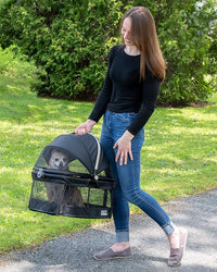 Pet Gear No-Zip View 360 Pet Safety Carrier & Car Seat for Small Dogs & Cats Push Button Entry,Available in 7 Colors,View 360 20-inch,Black