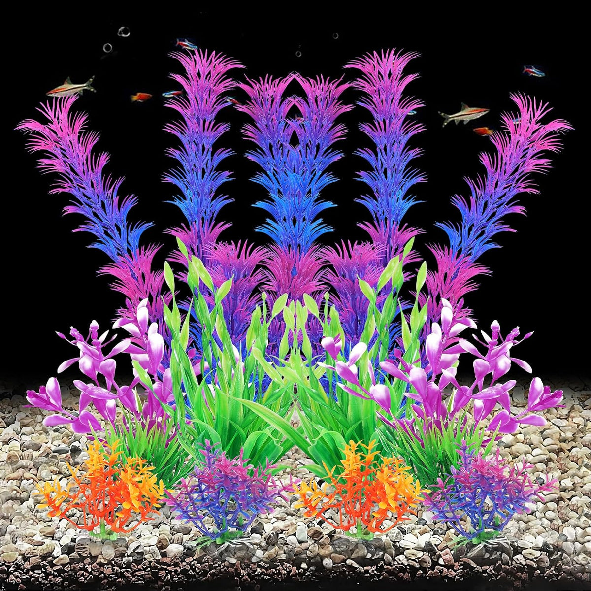 AQUANEAT Artificial Fish Tank Plants - Purple Multi - image 2