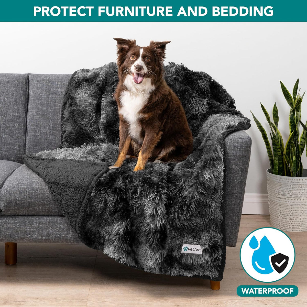 PetAmi Waterproof Dog Blanket for Couch Protector Pet Throw - Tie-dye Black / Medium (29x40) - image 2