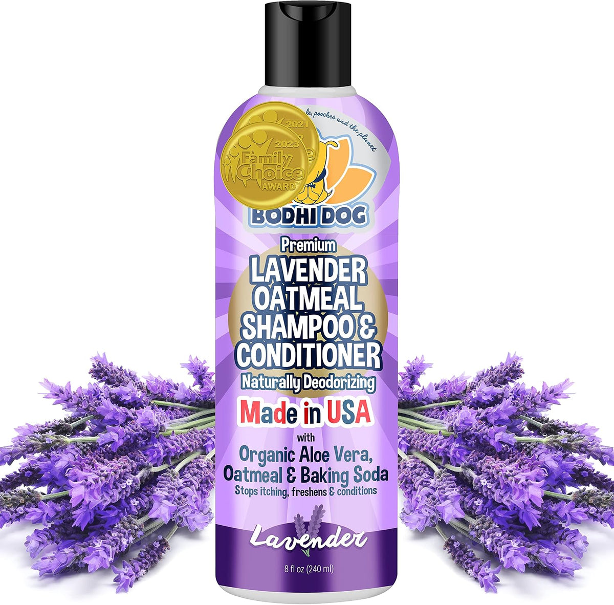 Bodhi Dog Skunk Shampoo | Skunk Smell Odor Remover Cleans & Deodorizes Using Essential Oils - Organic Lavender Oatmeal / 8 Fl Oz