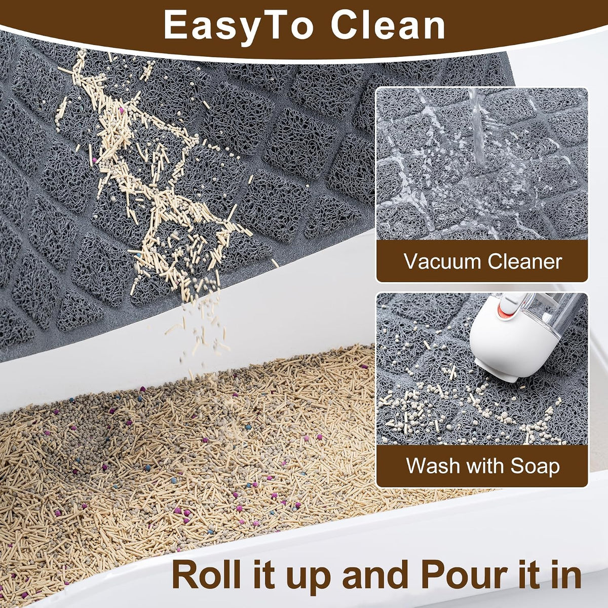 Cat Litter Box Mat, Trapping Mat Premium Durable PVC Pad - Grey / 24*35in Grey - image 4