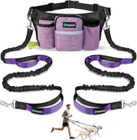 PetAmi Premium Hands Free Dog Leash for 2 Dogs - Purple / 2 Leashes