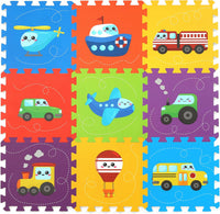 Baby Play Mat, Foam Playmat for Babies, Kids Play Mat - 9 Pieces-vehicle Puzzle Mat