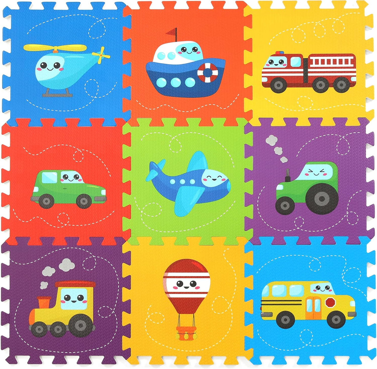 Baby Play Mat, Foam Playmat for Babies, Kids Play Mat - 9 Pieces-vehicle Puzzle Mat