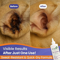 Dog & Cat Ear Cleaner Solution with Aloe Vera & Tea Tree Oil – Removes Itchy Ear Wax, Debris, Odor – Ears Wash, Drops & Flush for Pets, Dog Ears Cleaning, Cat Cleaner (16 oz- Pack of 2)