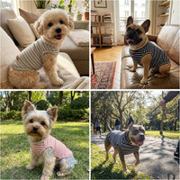 BAOBICUTE 3-pack striped cotton dog shirts, stretchy sleeveless vest - view 4
