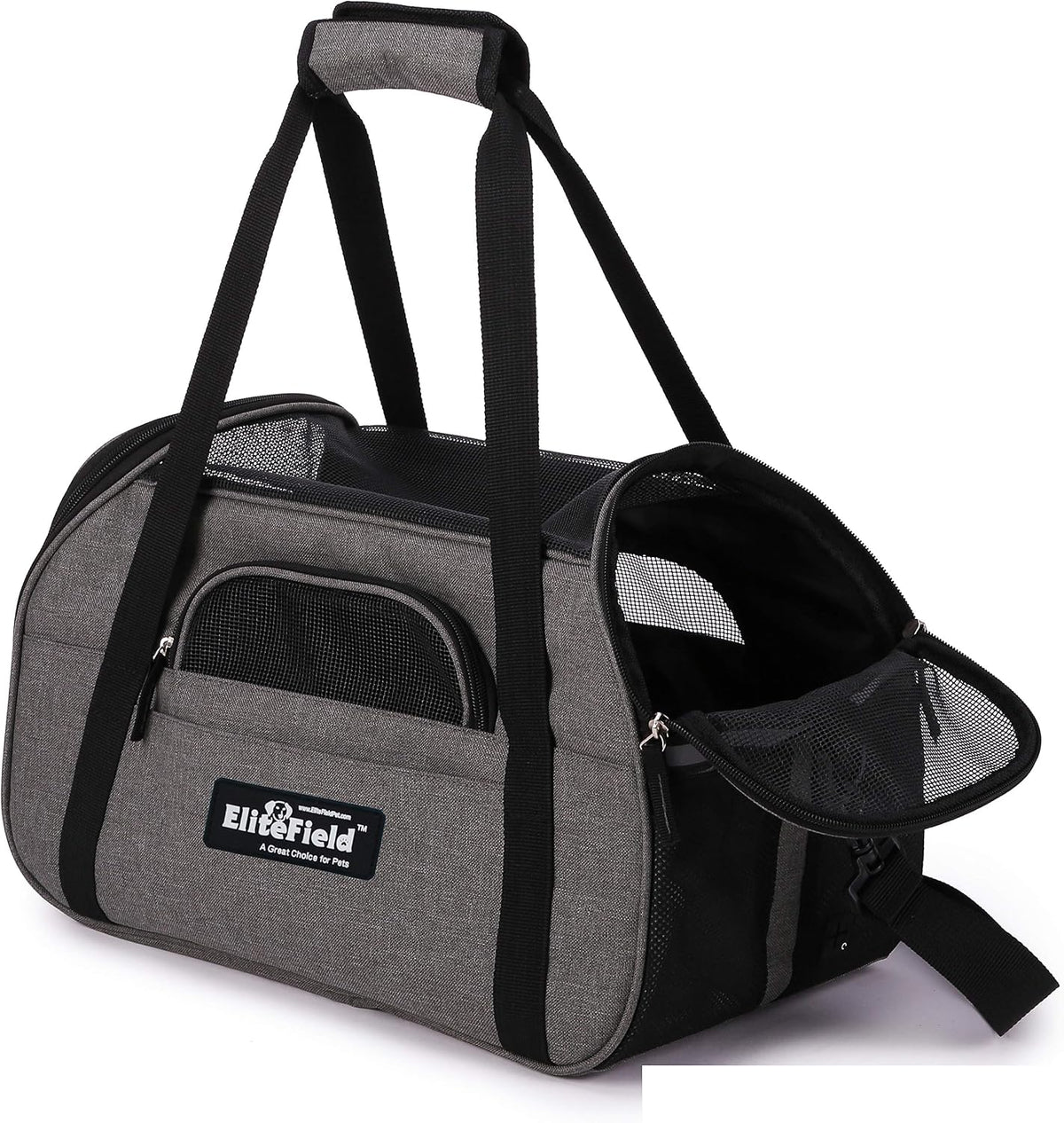 EliteField Soft-Sided Pet Carrier for Cats & Small Dogs – Essentials for Dogs - 17.0"L x 9.0"W x 12.0"H / Charcoal Gray - image 2