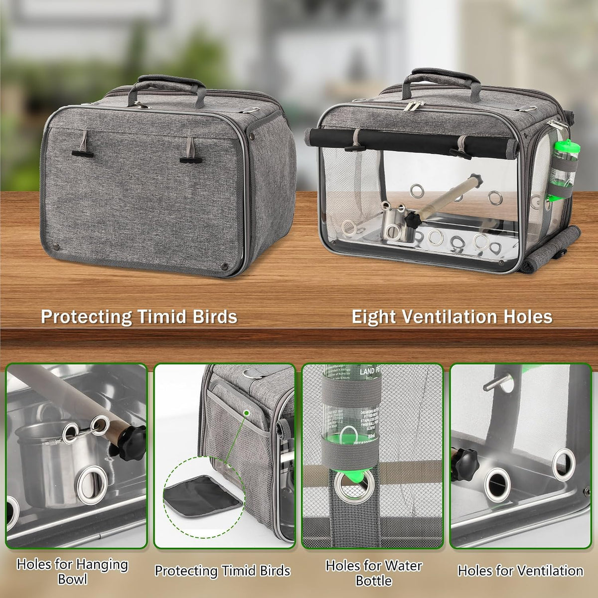 Bird Carrier Airline Approved - Grey - image 4