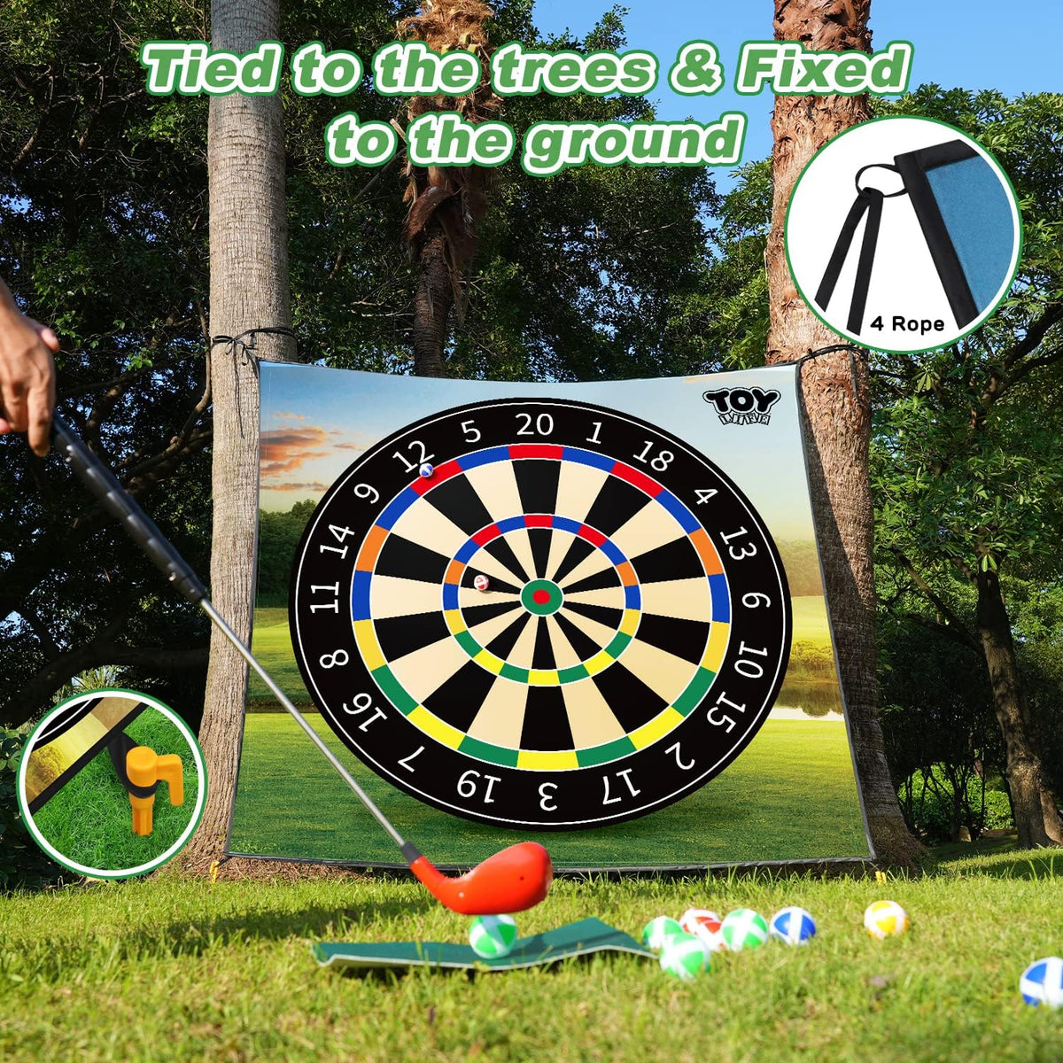 TOY Life chipping golf game mat with sticky balls, scoring zones, sand traps and water hazards - view 5