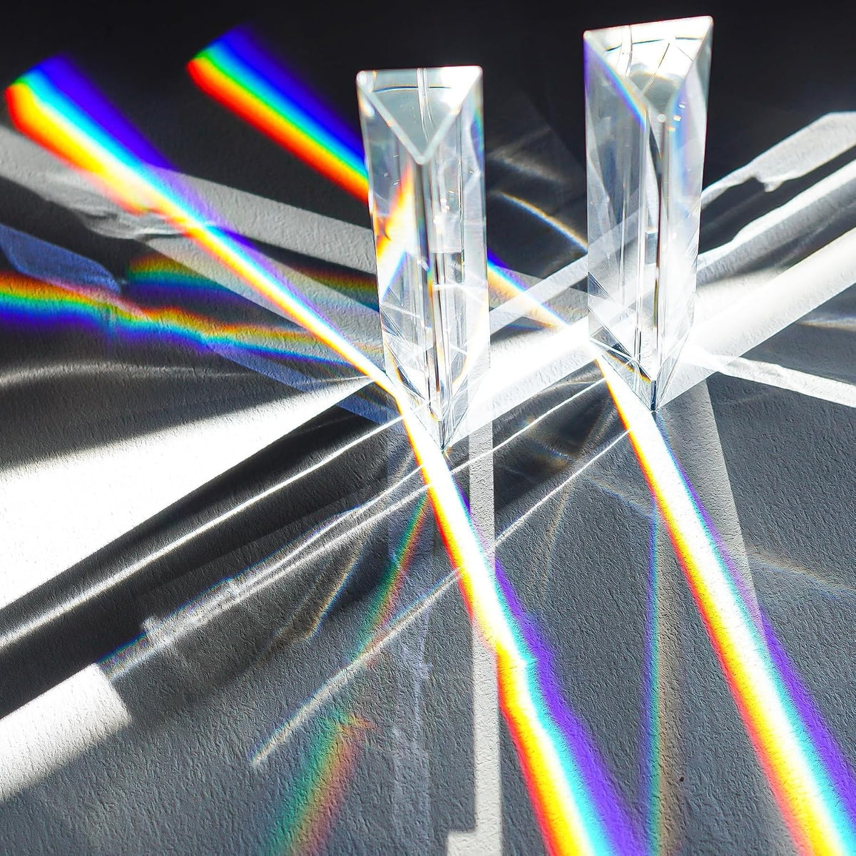 QFkris 2 pack of 6 inch K9 optical glass triangular prisms splitting light into a rainbow - view 3