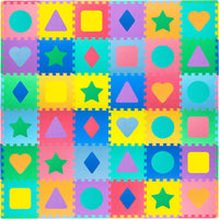 ProSource Kids Foam Puzzle Floor Play Mat with Shapes & Colors 36 - Shapes & Colors