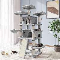 Allewie 68 Inches Cat Tree/House and Towers for Big Feline/Scratching - 68 in / Light Grey
