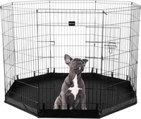 Dog Playpen - Foldable Metal Exercise Puppy Play Pen with 8 24x30in Panels - Indoor/Outdoor Pen - 24" x 42"