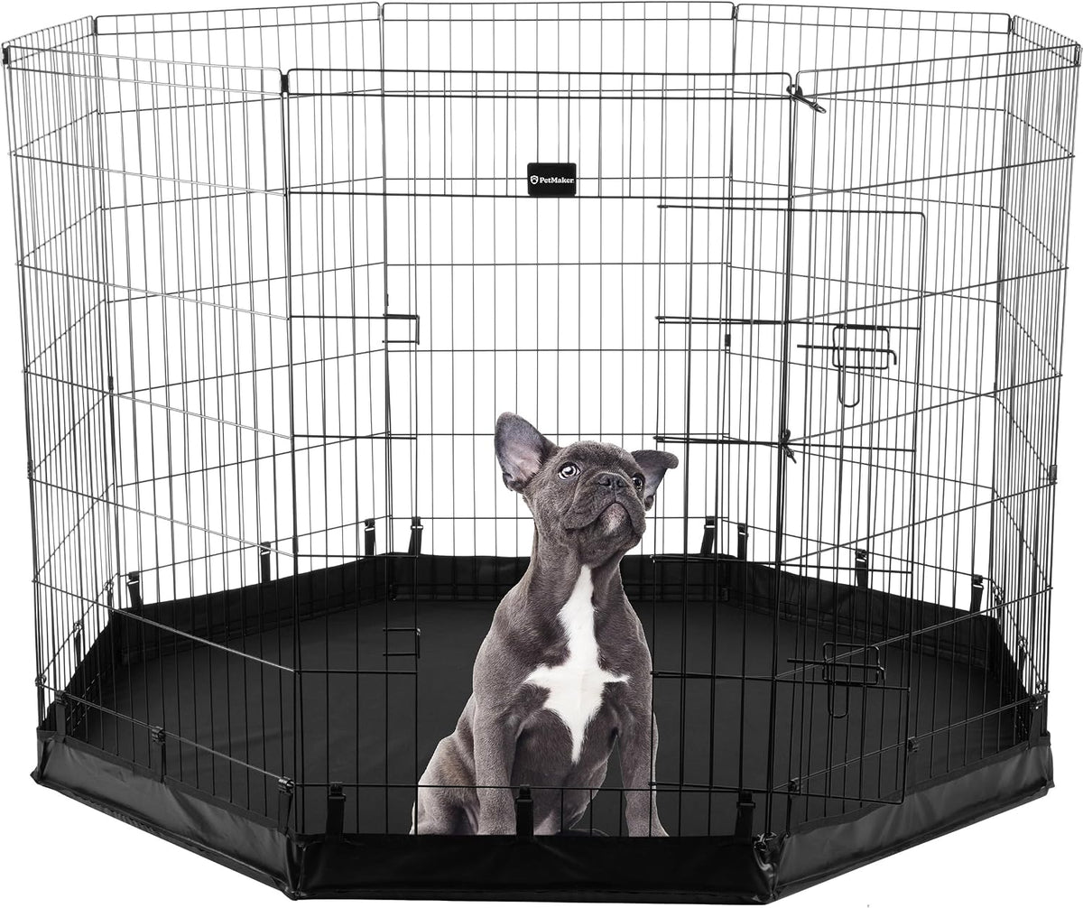 Dog Playpen - Foldable Metal Exercise Puppy Play Pen with 8 24x30in Panels - Indoor/Outdoor Pen - 24" x 42"