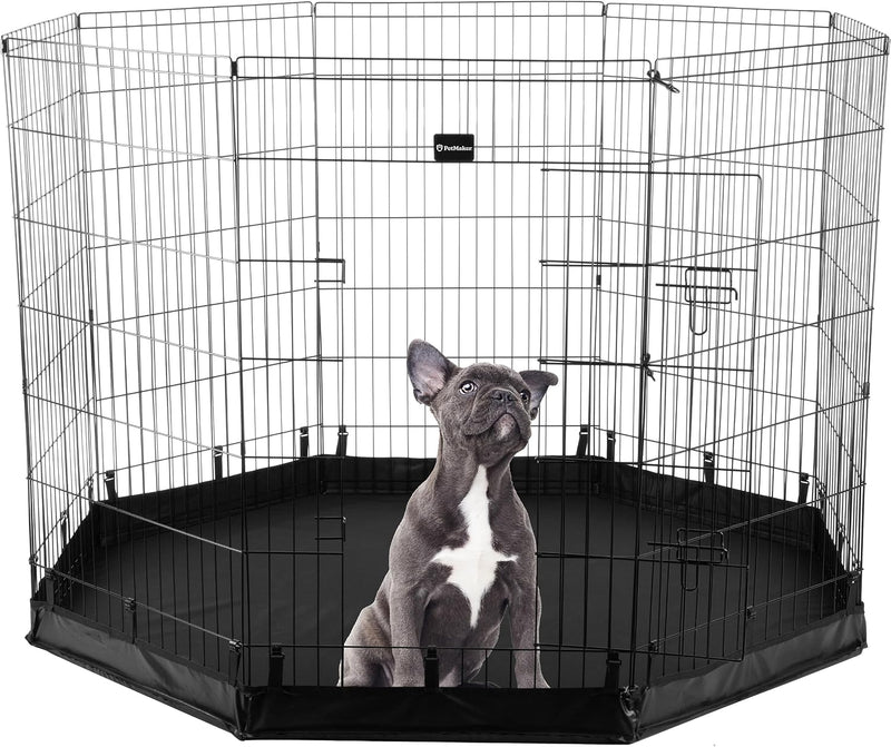 Dog Playpen - Foldable Metal Exercise Puppy Play Pen with 8 24x30in Panels - Indoor/Outdoor Pen - 24" x 42"