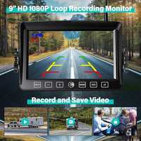 Wireless Backup Camera, 9 Inch HD 1080P Loop Recording Monitor with 2 Rear View Camera System for Cars, Trucks, RV, Trailers, IP69K Waterproof 152° View Camera, Stable Wireless Signal (W902)