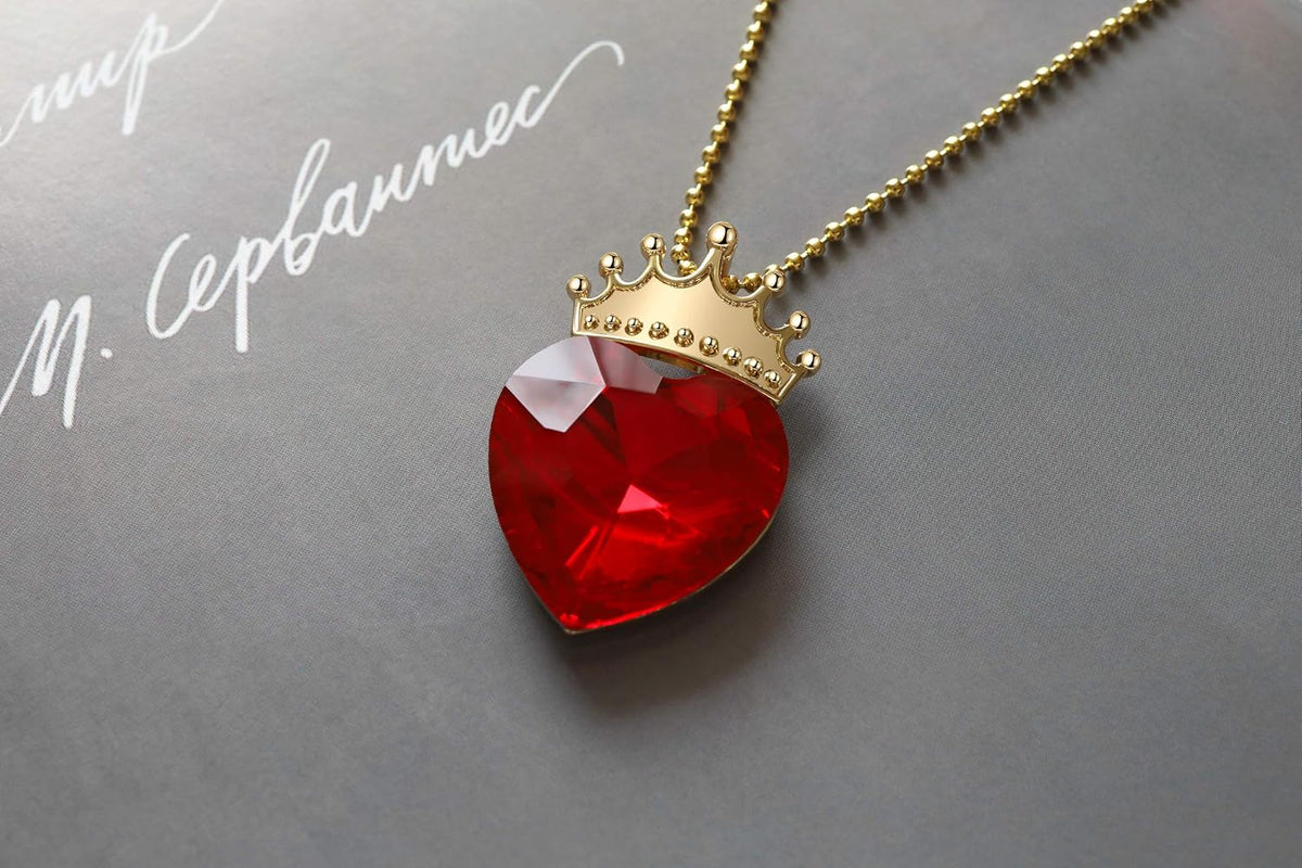 Descendants 5 Crown and Red Heart Necklace Gold Tiara Jewelry Set - image 4