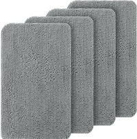 OLANLY Dog Door Mat Set 4-Piece 70x24, Absorbs Moisture and Dirt, Absorbent Non-Slip Washable Doormat, Quick Dry Chenille Mud Mat for Dogs, Entry Indoor Entryway Carpet for Inside Floor, Grey