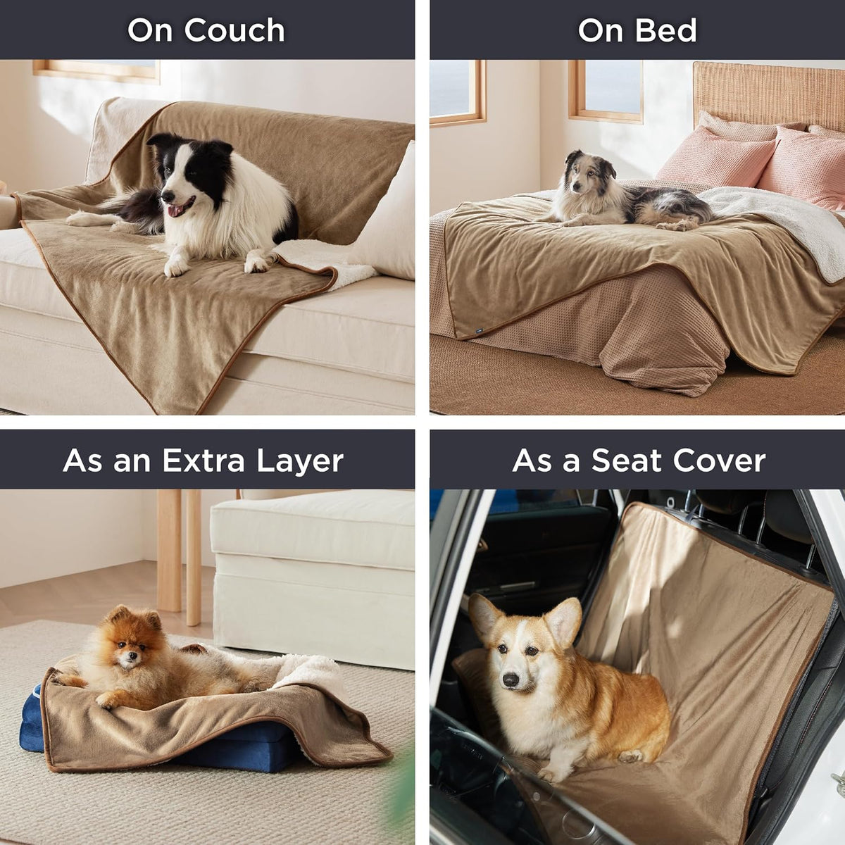 Bedsure Waterproof Dog Blankets for Small Dogs Soft Cat Blanket Warm - Twin(60x80") / Camel - image 2