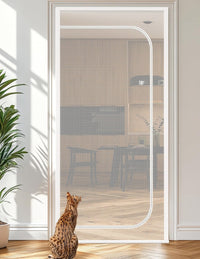 BFNN Cat Proof Screen Door, Extra Tall Mesh Gate - White / Fits Door Opening Size Up to 32''x 80''