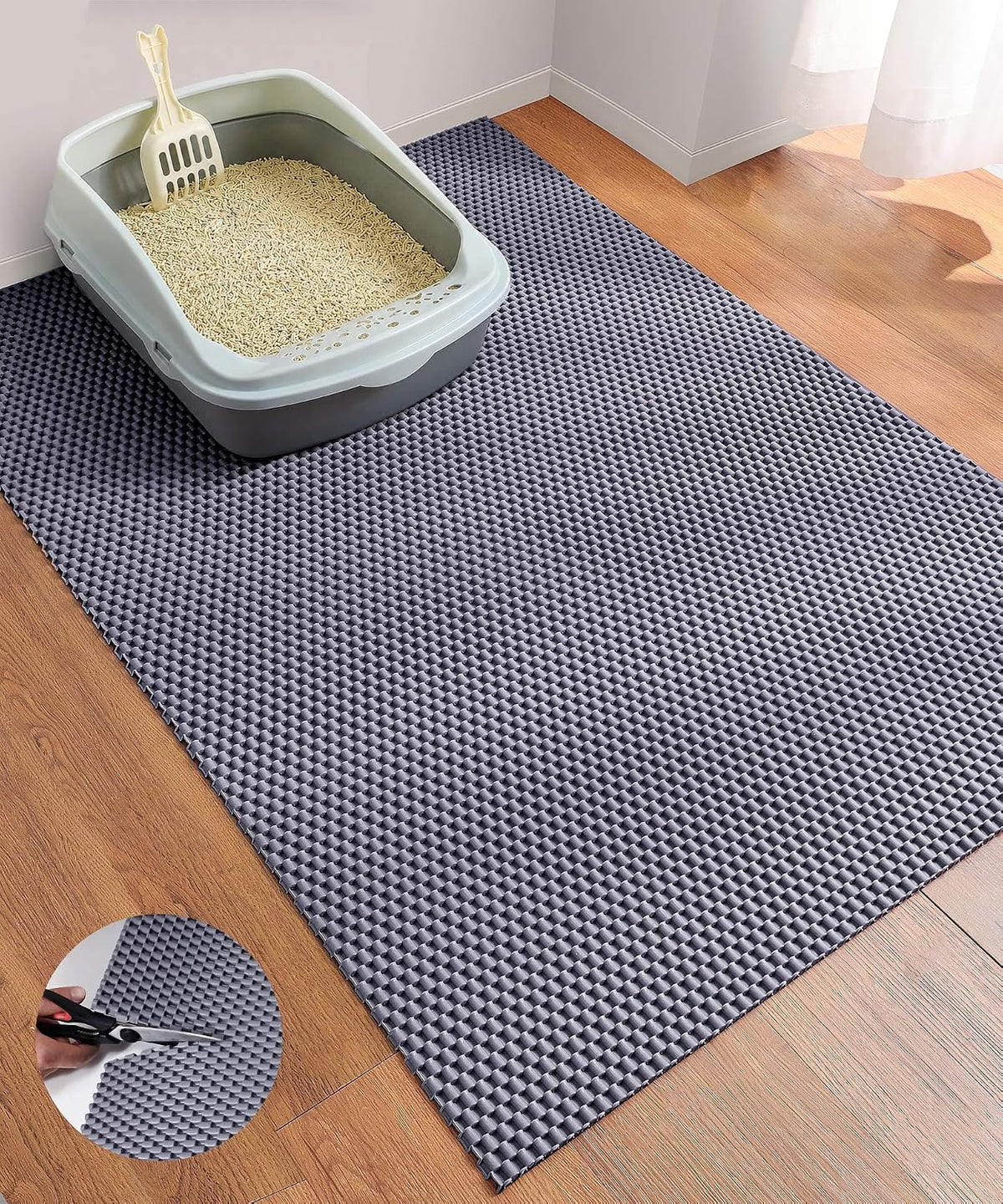 Cat Litter Mat, Cut to Fit Any Place - Grey / 40x28 Inch