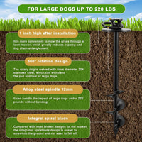 iklekione Dog Tie Out Stake, 360° Swivel -No Tangl - 14 ft Cable + Round head Stake - image 4