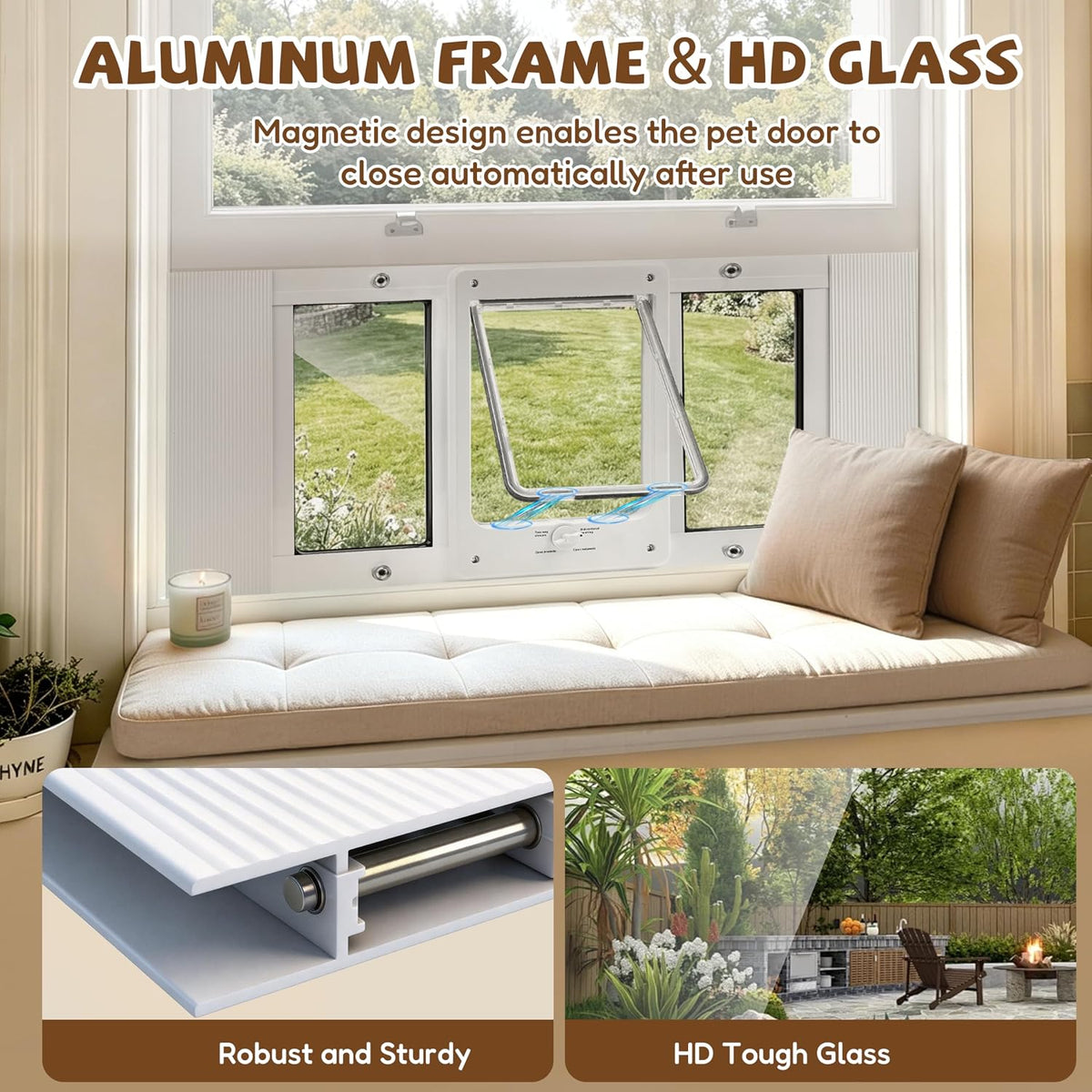 Full-Size Cat Door for Window, H: 15.3" - Fit 32"-36" Window / Full-size(H:15.3") - image 2