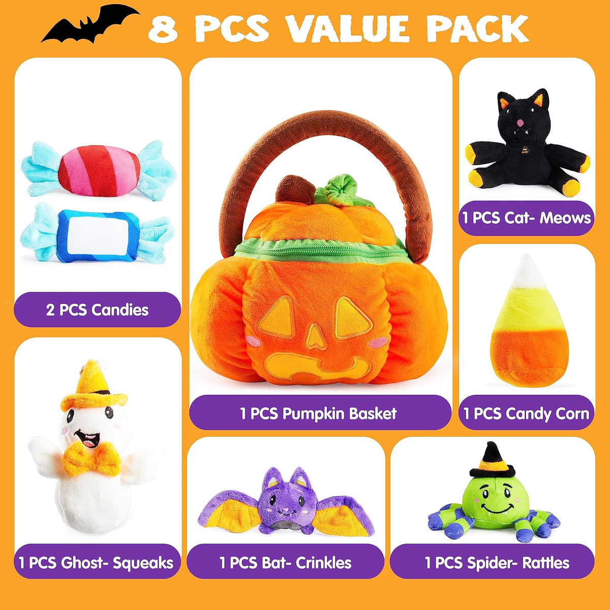 JOYIN baby pumpkin Halloween playset with play pieces and a pumpkin basket - view 4