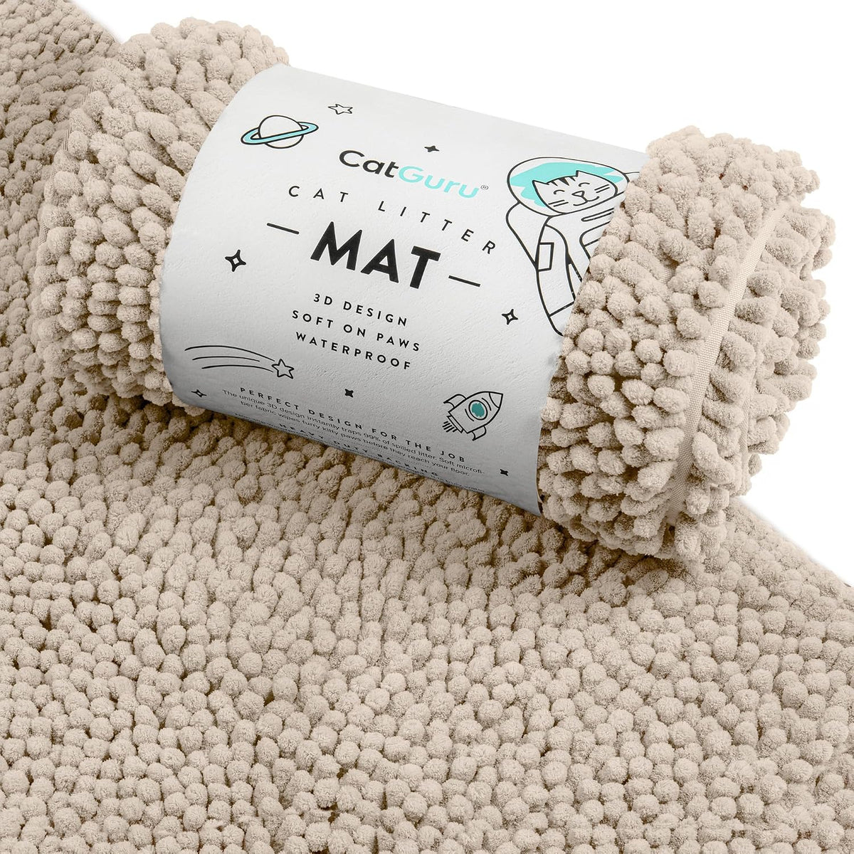 CatGuru Cat Litter Mat, Waterproof Litter Box Mat - Sand/ Heavy-duty / XL