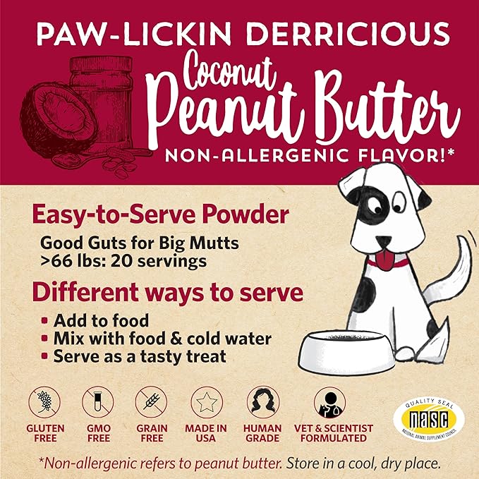 Fidobiotics Good Guts for Big Mutts Probiotic for Dogs, 12 Billion CFUs, 11 Strains, 5 Digestive Enzymes, 2 Prebiotics, Digestive Gut Health for Dogs, Adult & Puppy Probiotics Supplements (20 Days)