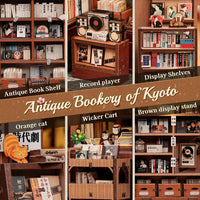 Cutefun Book Nook Kit - DIY Miniature Dollhouse Kit for Adults and Teens – Fun for Kids & Family - Antique Bookery of Kyoto - image 4