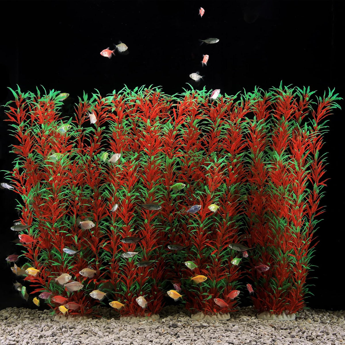 Aquarium Decor Plastic Plants Extra Large 21 Inches Artificial Plants – Essentials for Fish - Wine 4pcs
