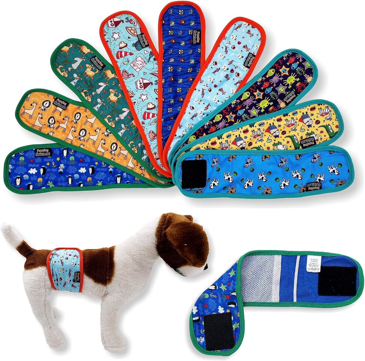 Pack of 3 Dog Belly Band Puppy Diapers Male Boy Belly Wrap Reusable - L: Waist 15" - 17" / Pack of 9 Colors