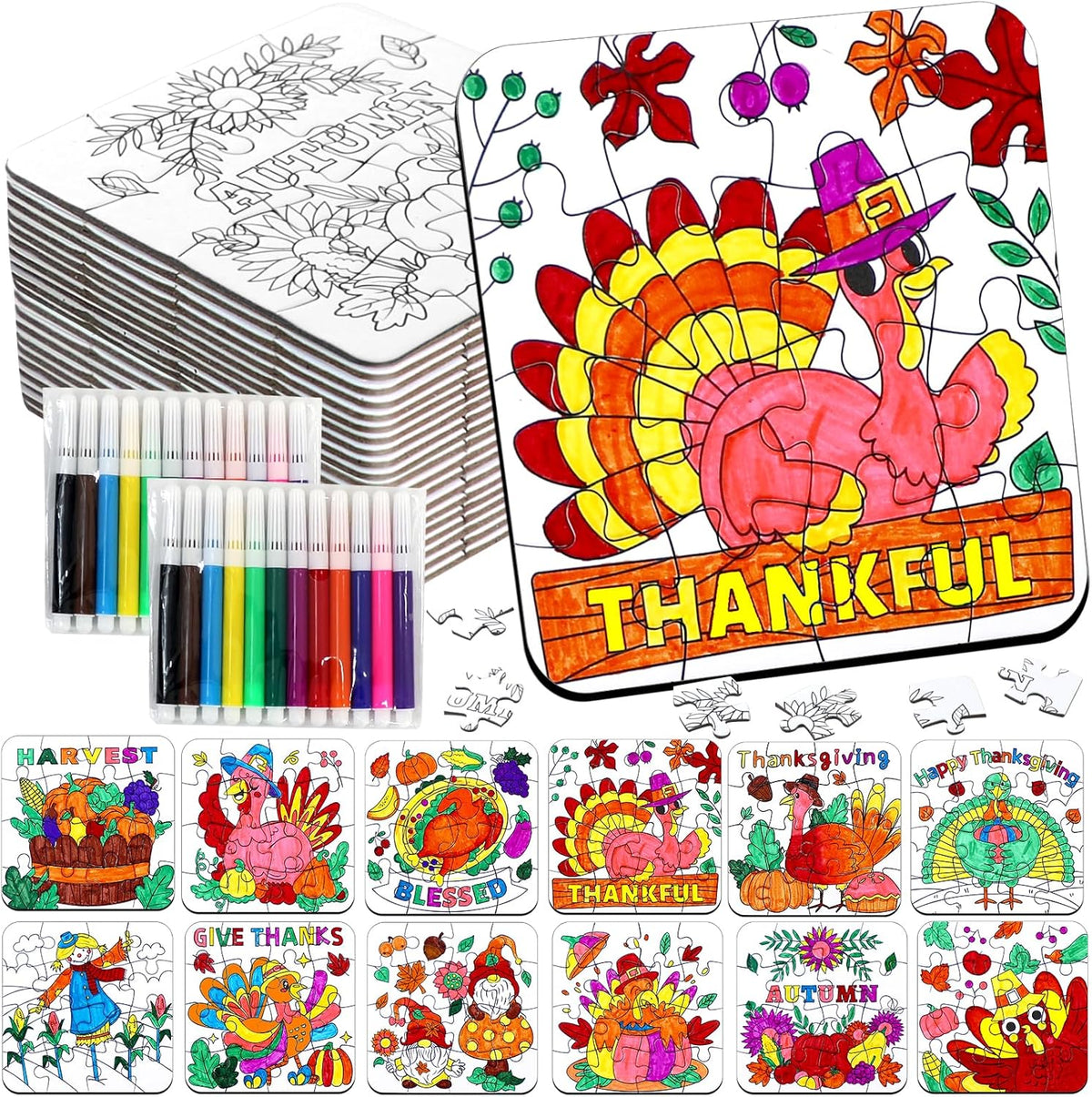 MUOUAKATE Christian Halloween crafts for kids, 24 blank coloring puzzle sets - view 7