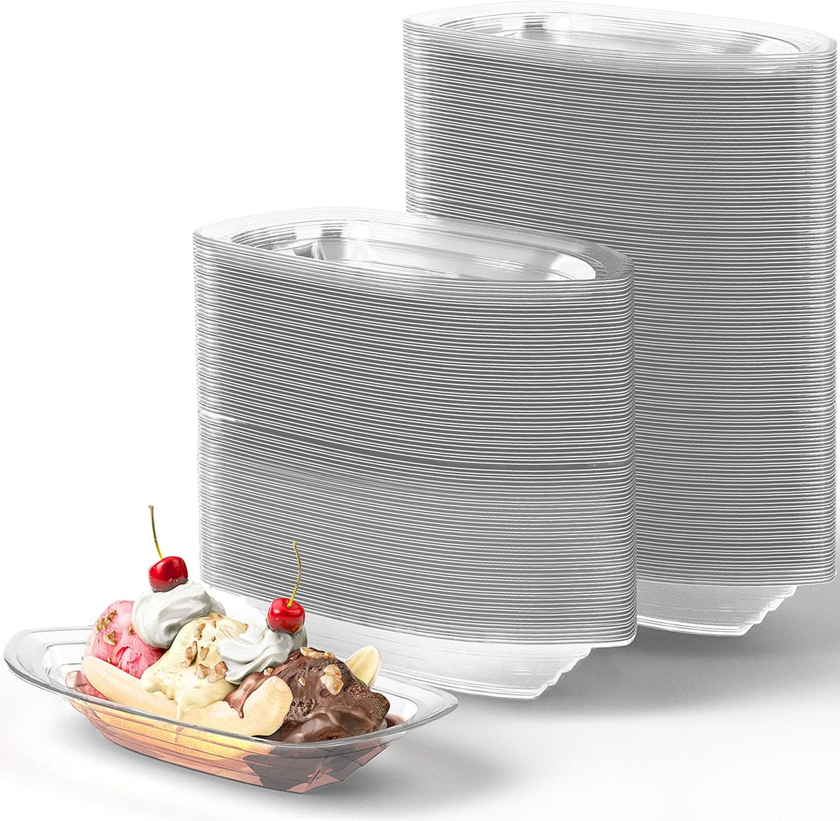 Super Fun Recyclable Banana Split Boats 50Pk. Best Long 12Oz - 250 Pack / 12 Oz