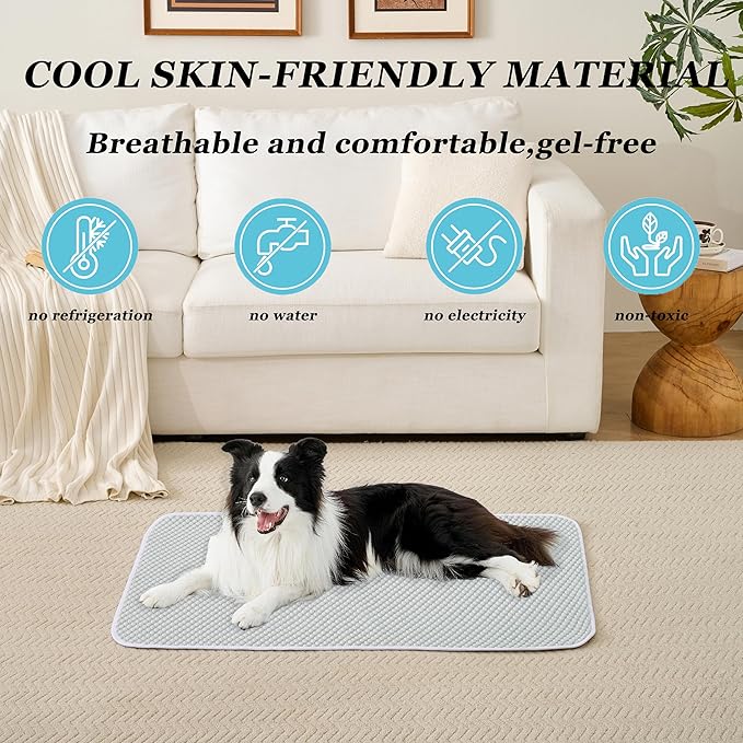 MICROCOSMOS Pet Cooling Mat & Sleeping Pad- Breathable Bubble Surface, EZ Clean. Keep Cooling for Pets, Kids and Adults in Summer.(GreyWhite, 48" x 24")