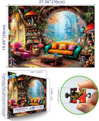 Blueforest Puzzles for Adults 500 Pieces - Fantasy Mushroom Forest Cottage / 27.5" x 19.7" - image 2