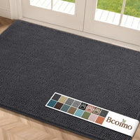 Absorbent high-pile chenille dog mat with textured TPR backing for door, crate or feeding station
