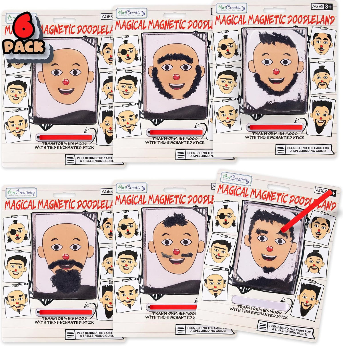 ArtCreativity Magnetic Drawing Face, Travel Toys for Kids - 6 Pack